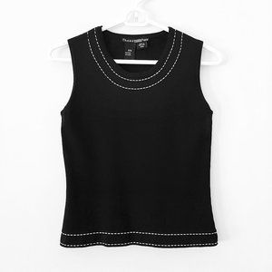 Theme by Nordstrom Sleeveless Knit Top (Tank), Black w/White Stitching, PP/2P/4P